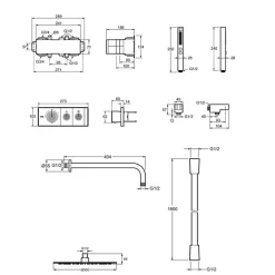 Jacob Delafon Colonne de douche encastrée thermostatique Grands Boulevards laiton brossé* Colonne De Douche Encastrable