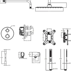 Jacob Delafon Colonne de douche encastrée thermostatique Metro carré noir mat