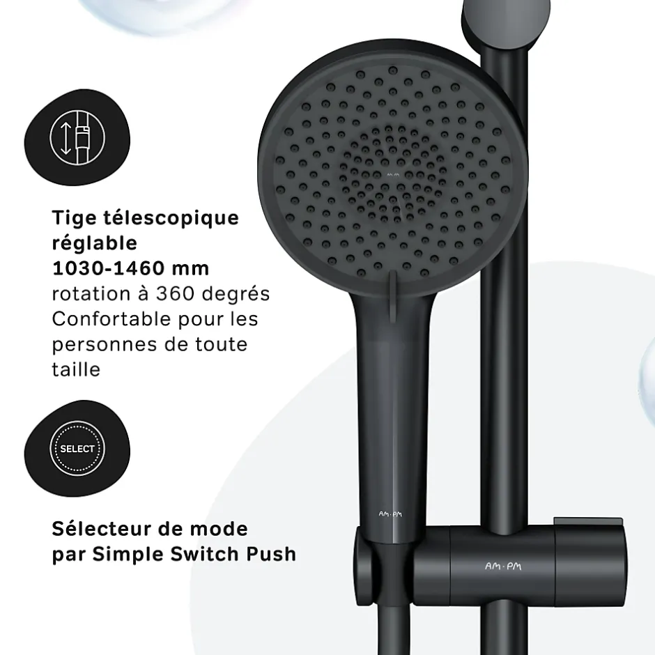 Am.Pm Europe Colonne de douche et bain baignoire thermostatique Système de douche avec mitigeur thermostatique Noir, F07XA422 X-Joy AM.PM* Colonne De Douche Thermostatique