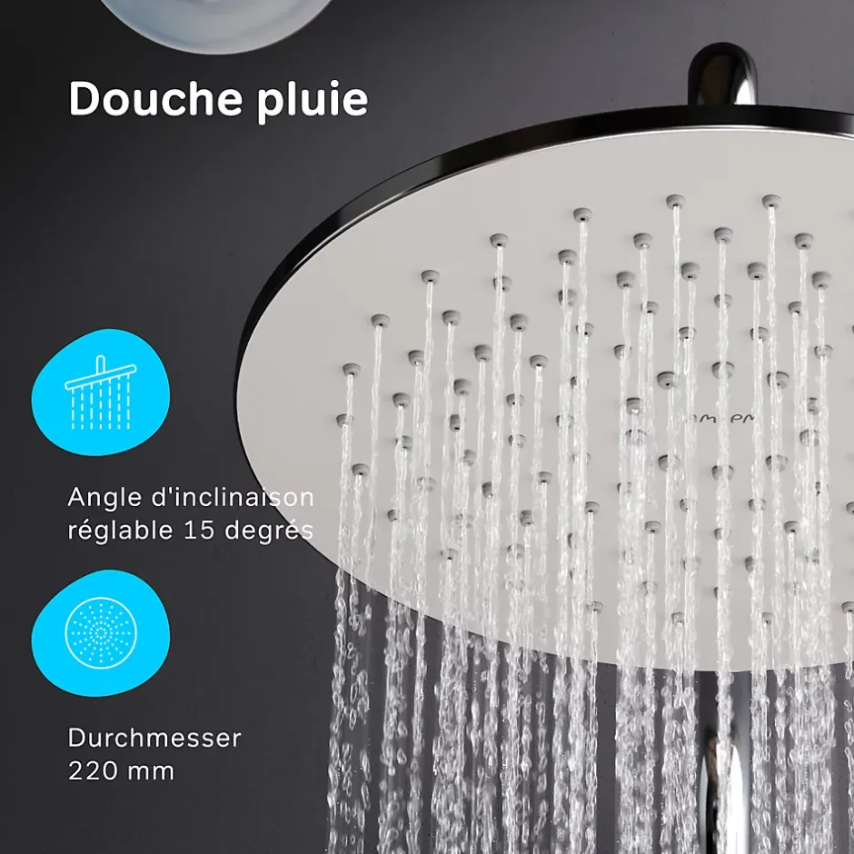 Am.Pm Europe Colonne de douche et bain baignoire sans robinet, Système de douche Chromé F07TA000 Hit AM.PM
