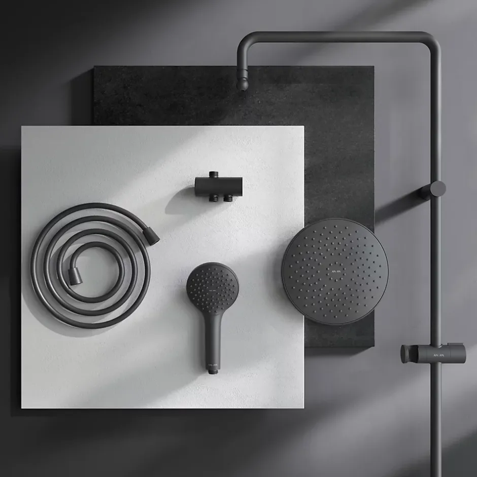 Am.Pm Europe Colonne de douche et bain baignoire sans robinet Gem Noir F0790022 AM.PM