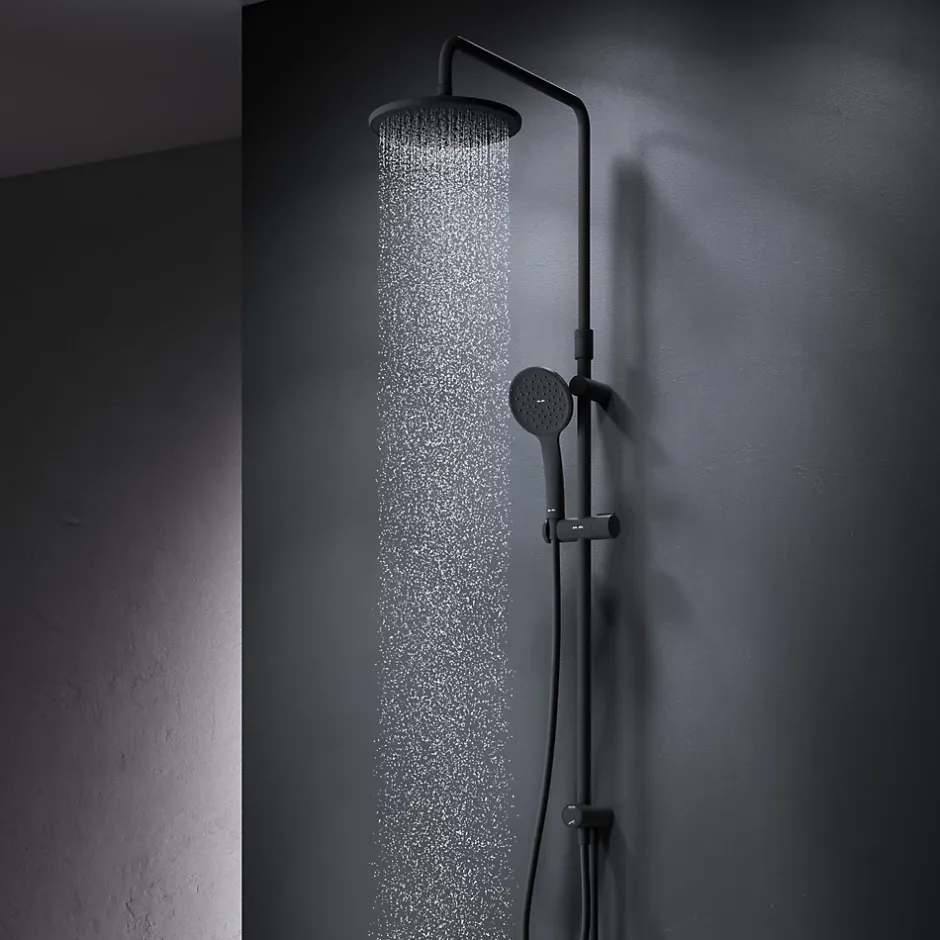 Am.Pm Europe Colonne de douche et bain baignoire sans batterie Système de douche Pommeau de douche, Noir, F07TA022 Hit AM.PM