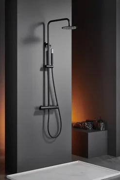 Imex Products Colonne de douche externe CURVED Mitigeur monocommande Noir (mat)ChroméNoir matCanon de fusilOr brosséOr rose brossé Colonne de d* Colonne De Douche Encastrable