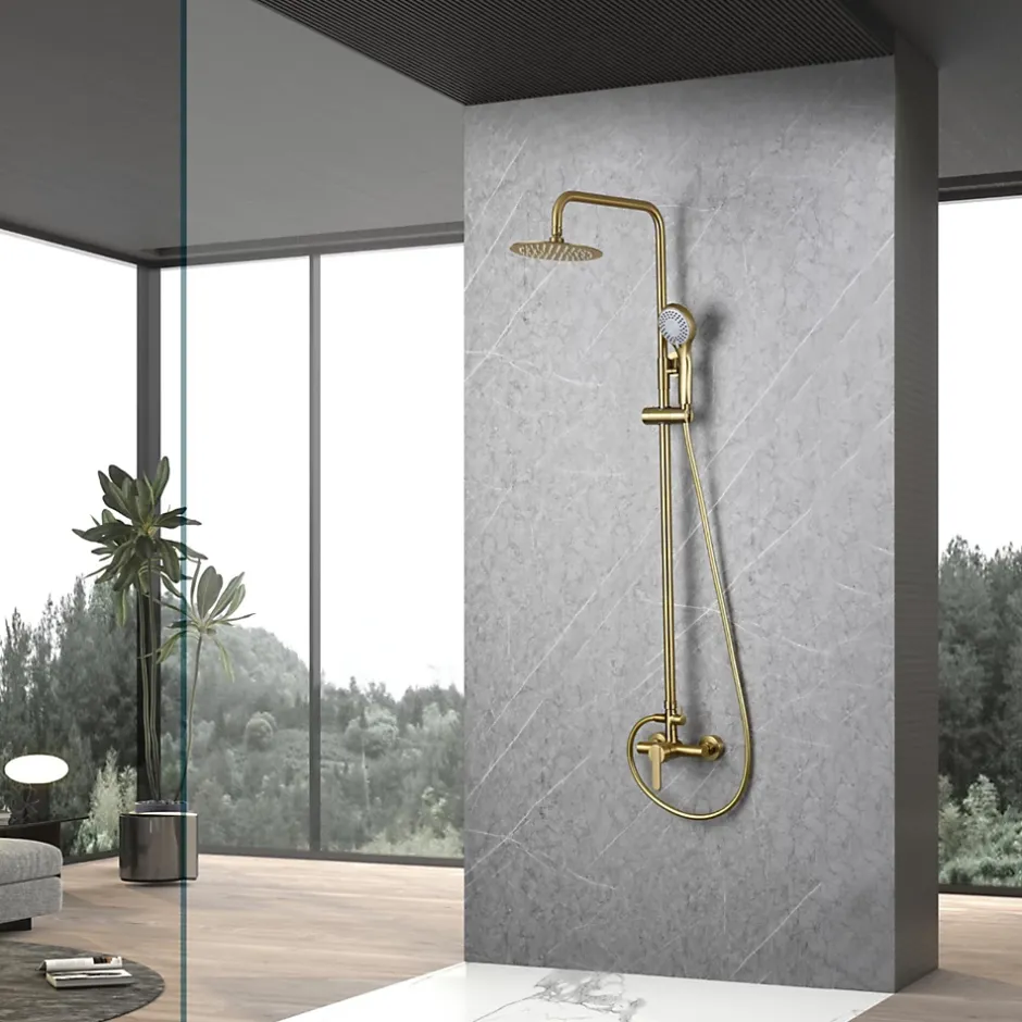 Imex Products Colonne de douche externe BASICA Mitigeur monocommande Or brosséChroméNoir matOr brosséOr rose brossé couleur Or brossé lar