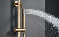 Imex Products Colonne de douche externe CURVED Mitigeur monocommande Or brosséChroméNoir matCanon de fusilOr brosséOr rose brossé Colonne de do