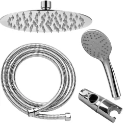 Kibath Colonne de douche extra-longue SIX ronde monocommande, 100-150 cm, finition chrome poli, en laiton
