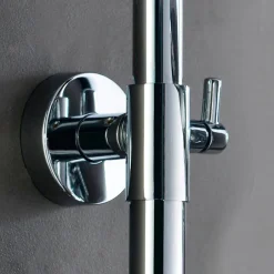Kibath Colonne de douche extra-longue SIX ronde monocommande, 100-150 cm, finition chrome poli, en laiton
