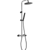 Essebagno Colonne de douche façon inox et noir avec thermostatique Kissy* Colonne De Douche Thermostatique