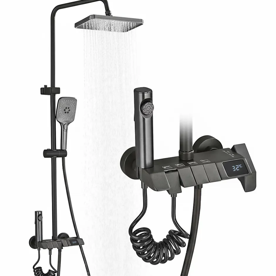 Signature Colonne de douche graphite avec affichage température LED* Colonne De Douche Thermostatique
