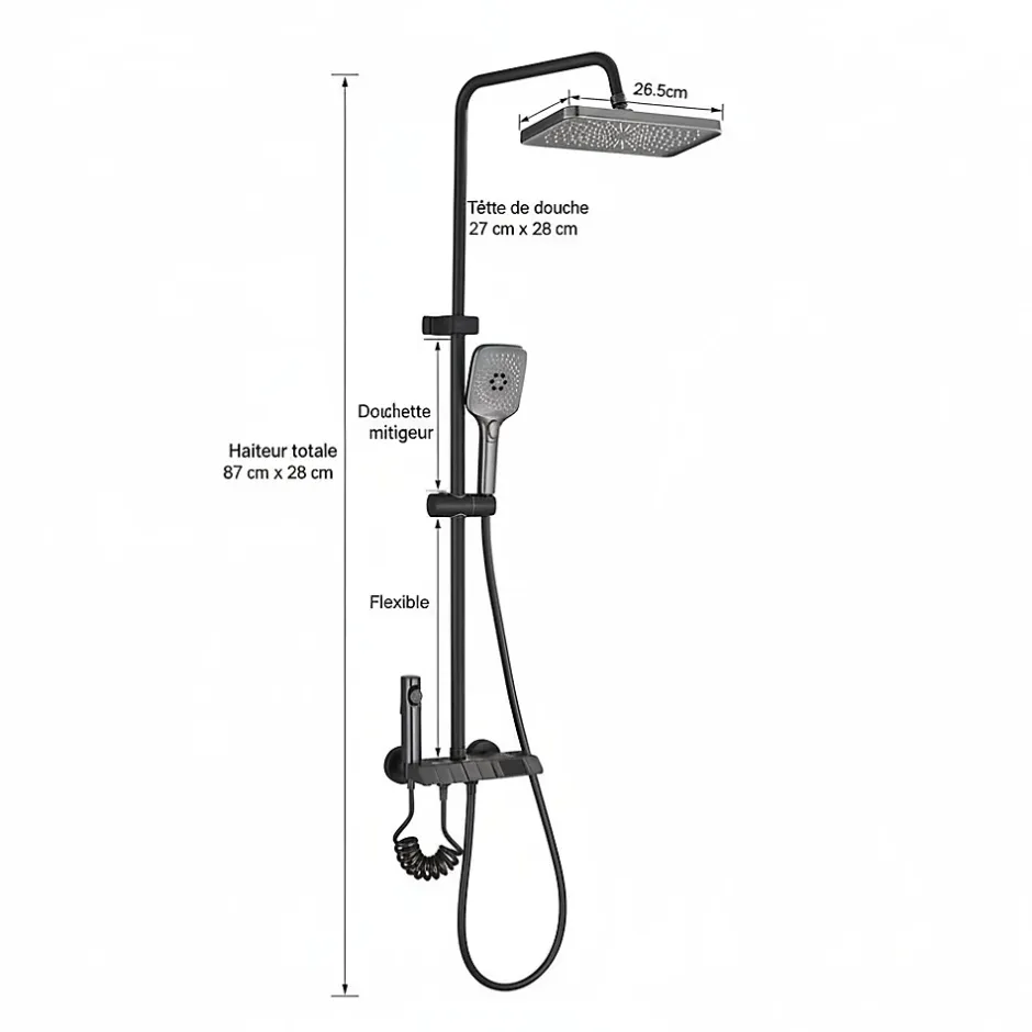 Signature Colonne de douche graphite avec affichage température LED* Colonne De Douche Thermostatique