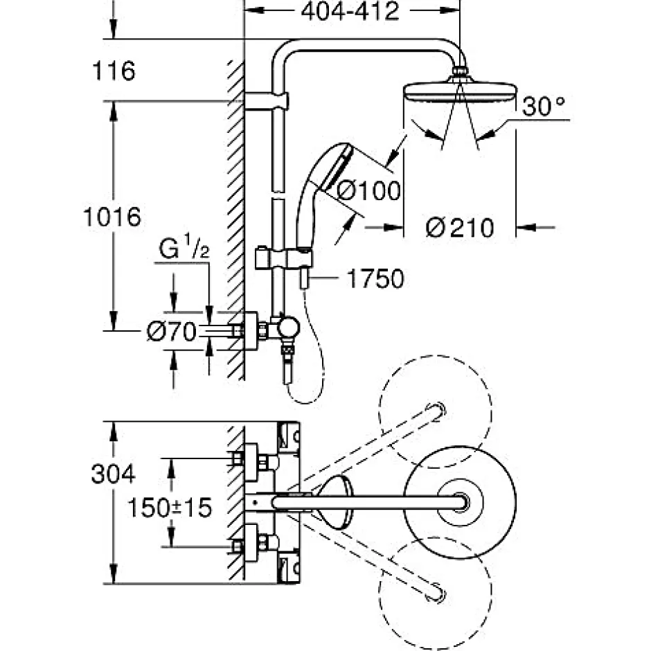 Grohe Colonne de douche TEMPESTA SYSTEM 210 - Colonne de douche TEMPESTA SYSTEM* Colonne De Douche Mécanique