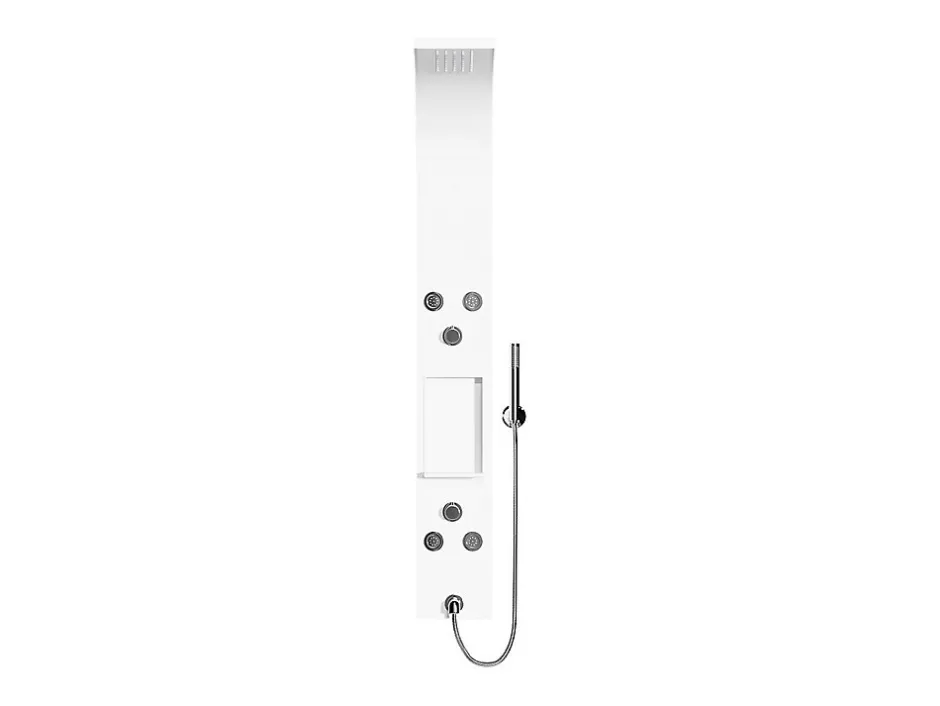 Vente-unique Colonne de douche hydromassante avec étagère - Blanc mat - 20 x 140 cm - ROANA* Colonne De Douche Mécanique