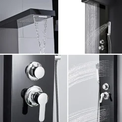 Saniverre Colonne de douche hydromassante KALY 4 jets Noir -* Colonne De Douche Hydromassante