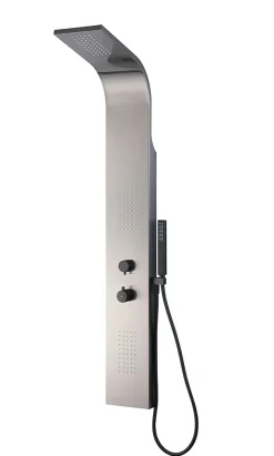 Essebagno Colonne de douche hydromassante thermostatique avec pommeau + douchette + flexible finition gun metal, Esseflat
