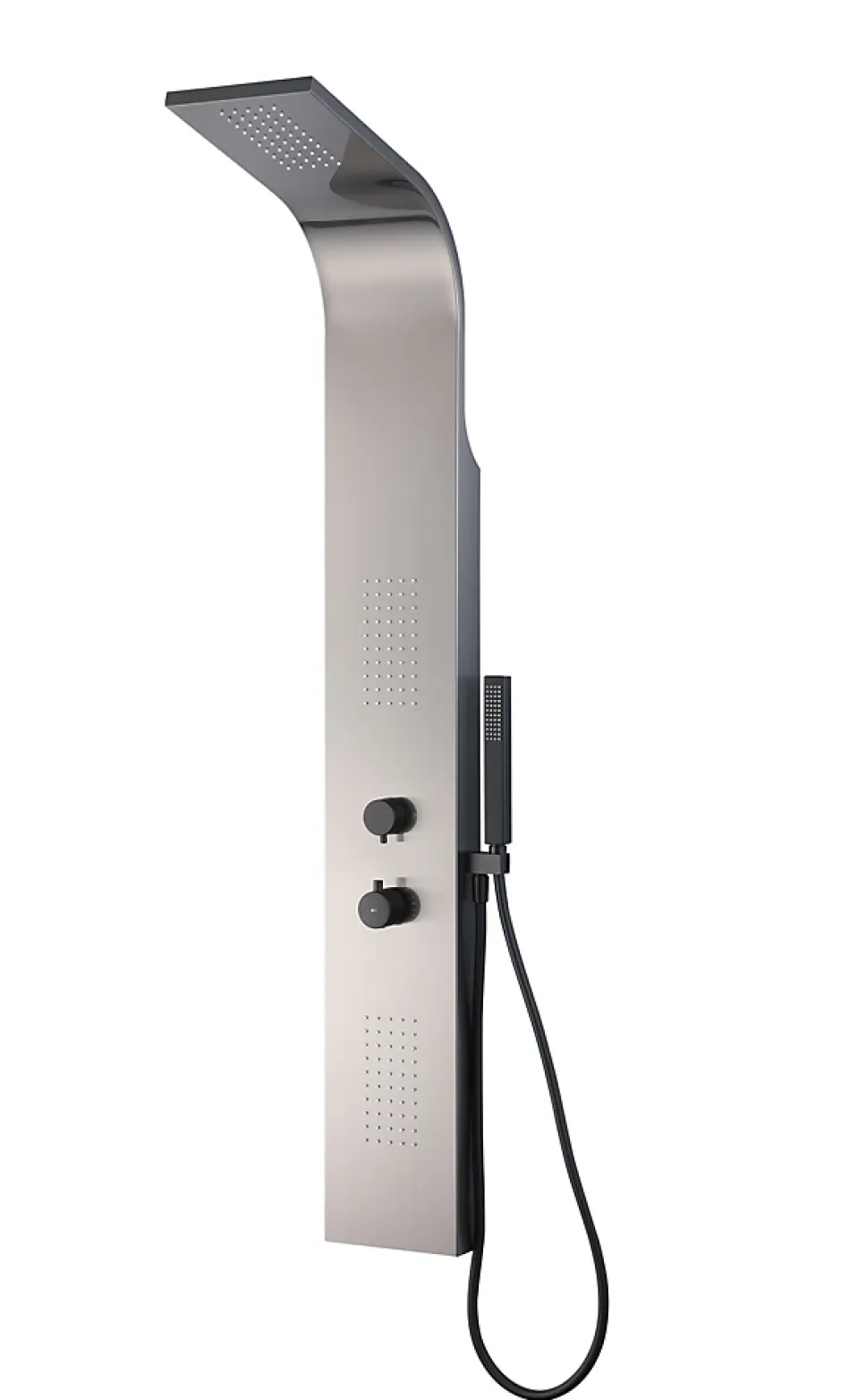 Essebagno Colonne de douche hydromassante thermostatique avec pommeau + douchette + flexible finition gun metal, Esseflat