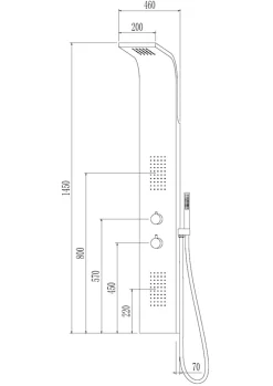 Essebagno Colonne de douche hydromassante thermostatique avec pommeau + douchette + flexible finition gun metal, Esseflat