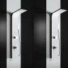 Laneri Colonne de douche hydromassage en aluminium verni en poudre blanche mat (frontal) et noir mat (lateral)