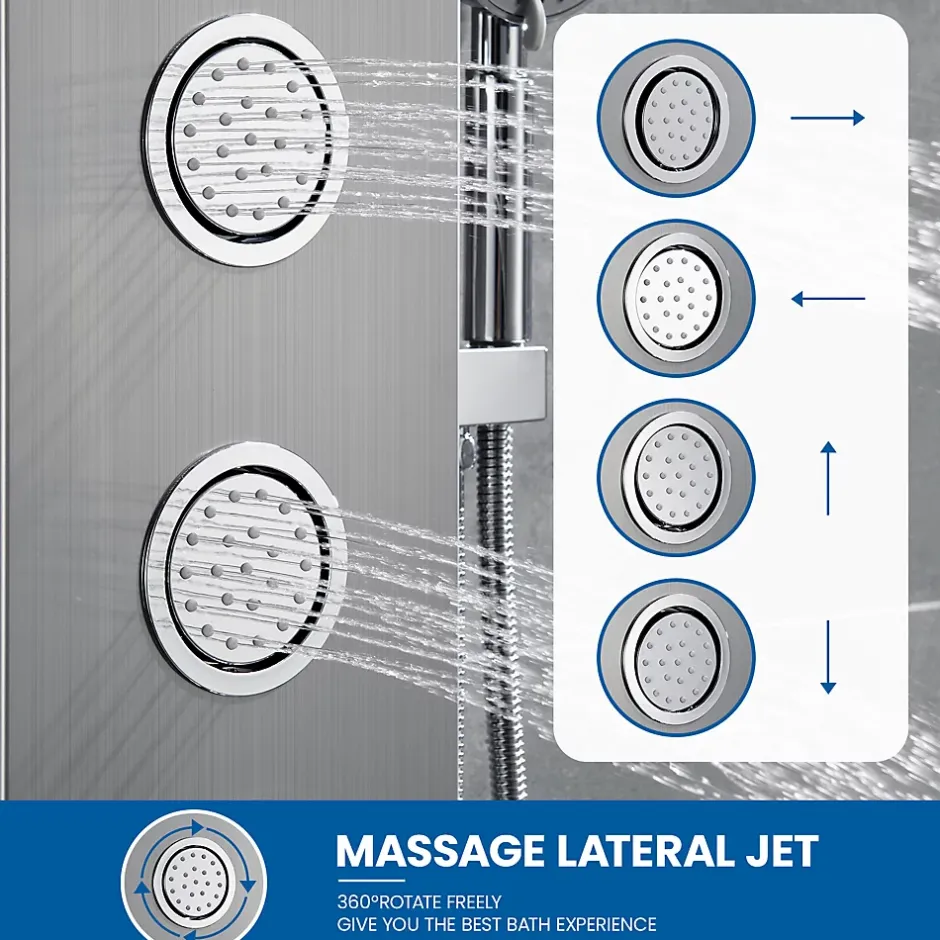 Auralum Max Colonne de Douche Hydromassante Panneau de douche Chromé en Inox Laiton Murale Système de Douche Digitale Multifonctionnel* Colonne De Douche Hydromassante