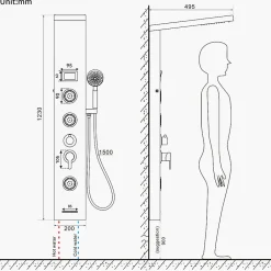 Auralum Max Colonne de Douche Hydromassante Panneau de douche Chromé en Inox Laiton Murale Système de Douche Digitale Multifonctionnel* Colonne De Douche Hydromassante