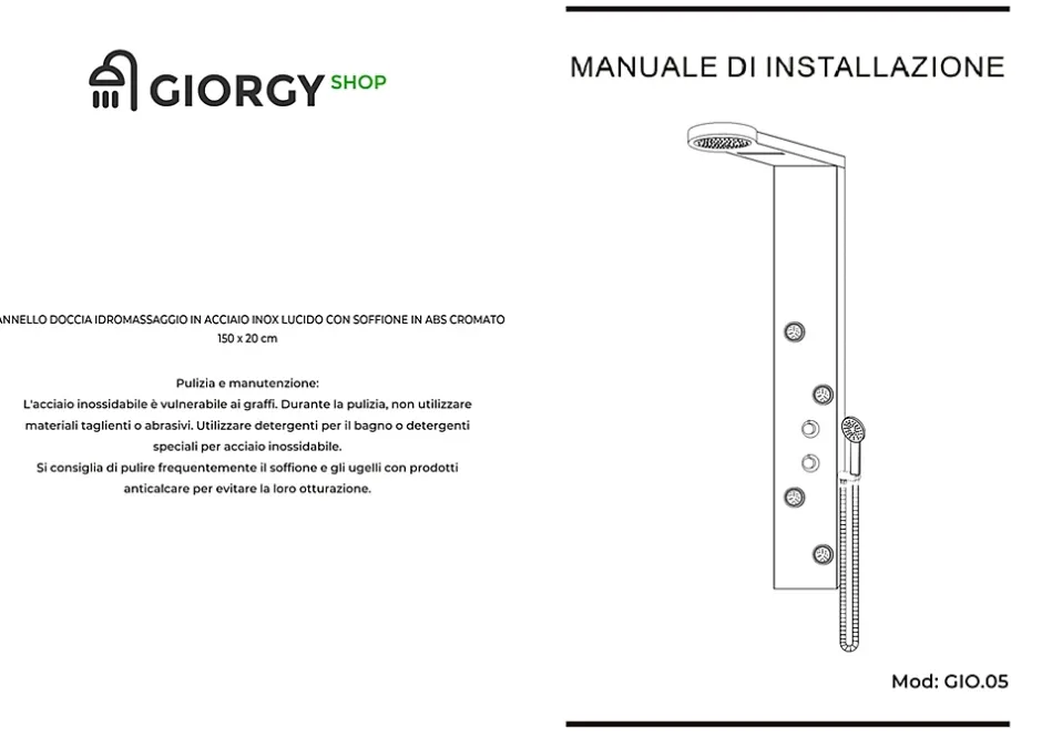 Laneri Colonne de douche hydromassage avec quatre fonctions en acier Inox brossé* Colonne De Douche Hydromassante