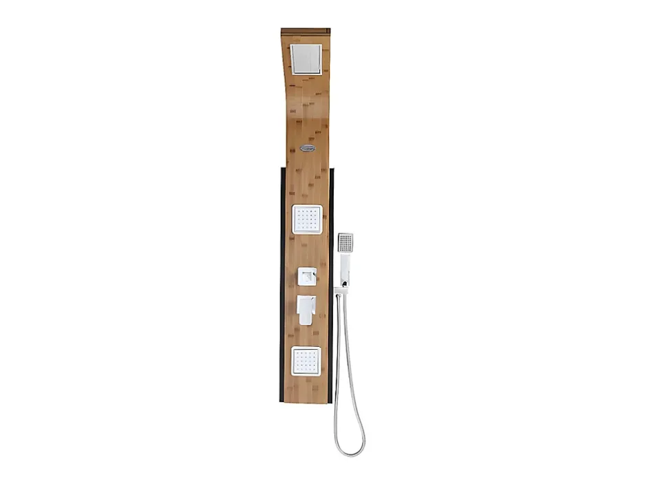 Vente-unique Colonne de douche hydromassante, pluie tropicale et panneau en bambou - 22 x 145 cm - DALIMA* Colonne De Douche Mécanique