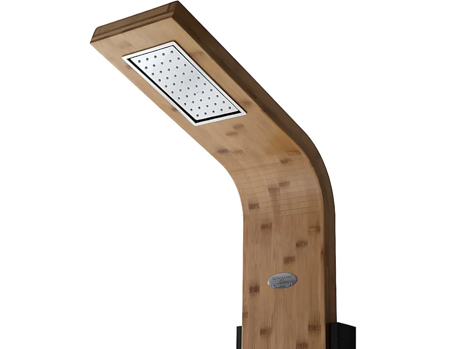 Vente-unique Colonne de douche hydromassante, pluie tropicale et panneau en bambou - 22 x 145 cm - DALIMA* Colonne De Douche Mécanique
