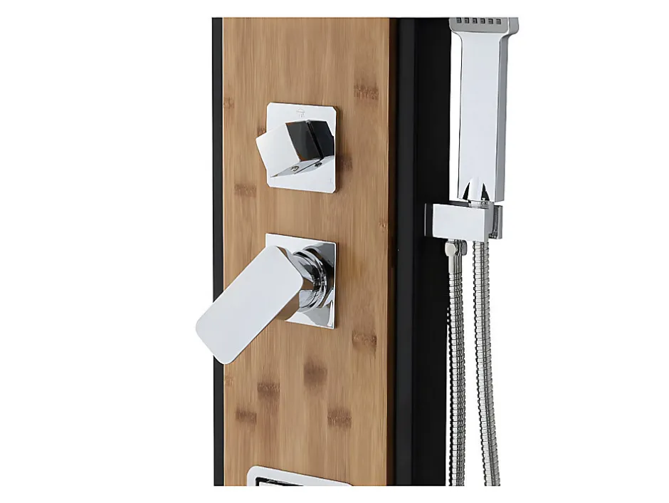 Vente-unique Colonne de douche hydromassante, pluie tropicale et panneau en bambou - 22 x 145 cm - DALIMA* Colonne De Douche Mécanique