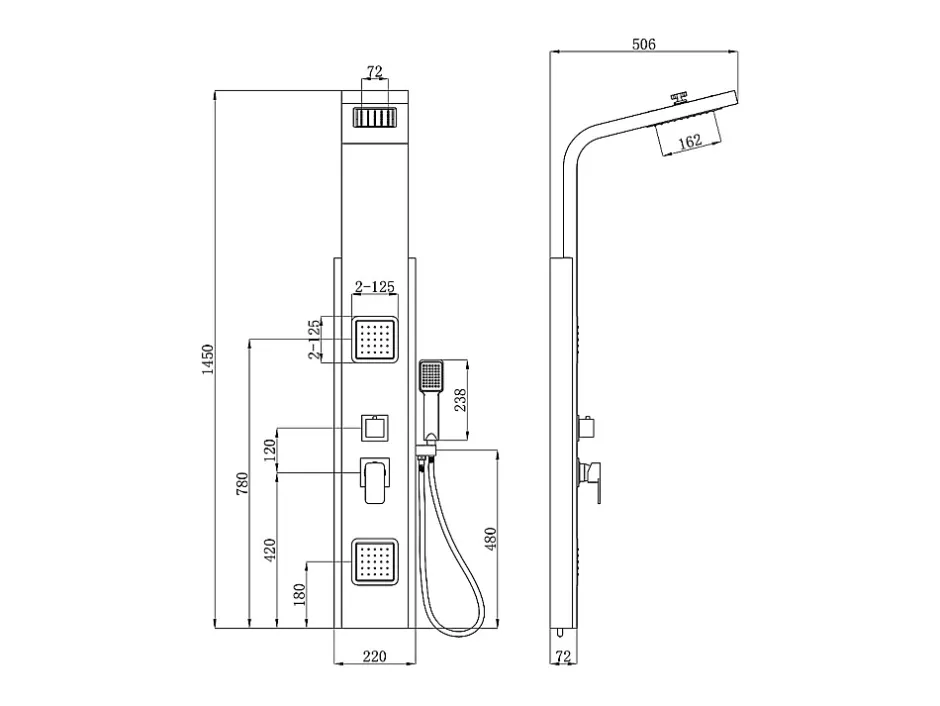 Vente-unique Colonne de douche hydromassante, pluie tropicale et panneau en bambou - 22 x 145 cm - DALIMA* Colonne De Douche Mécanique