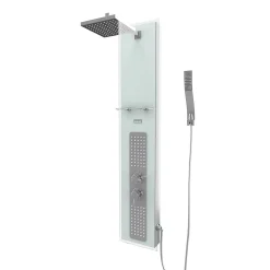 Galedo Colonne de douche hydromassante mécanique avec pommeau + douchette + flexible, blanc, Crystal* Colonne De Douche Hydromassante