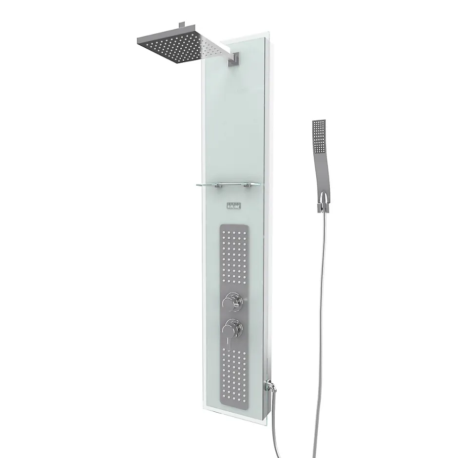 Galedo Colonne de douche hydromassante mécanique avec pommeau + douchette + flexible, blanc, Crystal* Colonne De Douche Hydromassante