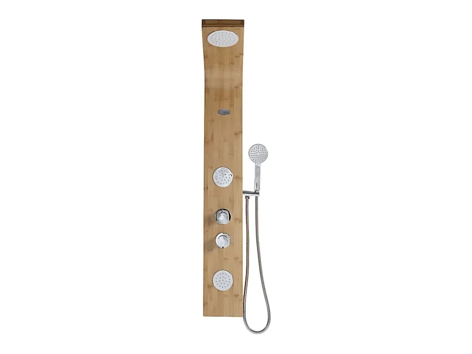 Vente-unique Colonne de douche hydromassante, pluie tropicale et panneau en bambou - 20 x 140 cm - TISSIA* Colonne De Douche Mécanique