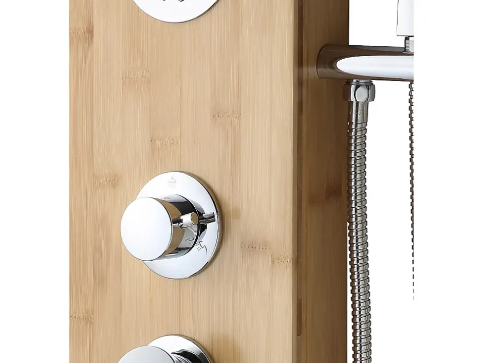 Vente-unique Colonne de douche hydromassante, pluie tropicale et panneau en bambou - 20 x 140 cm - TISSIA* Colonne De Douche Mécanique