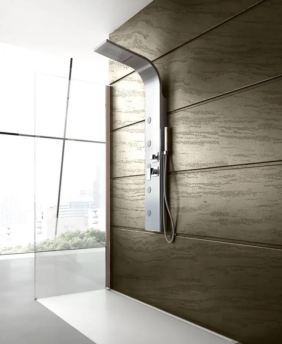 Laneri Colonne de douche hydromassage avec quatre fonctions en acier brossé* Colonne De Douche Hydromassante