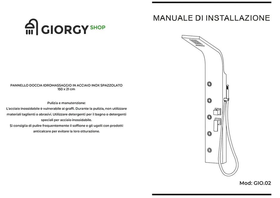 Laneri Colonne de douche hydromassage avec quatre fonctions en acier brossé* Colonne De Douche Hydromassante