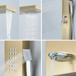Saniverre Colonne de douche hydromassante LULY 4 jets + 1 robinet Or -* Colonne De Douche Hydromassante