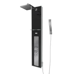 Galedo Colonne de douche hydromassante mécanique avec pommeau + douchette + flexible, noir, Crystal* Colonne De Douche Hydromassante