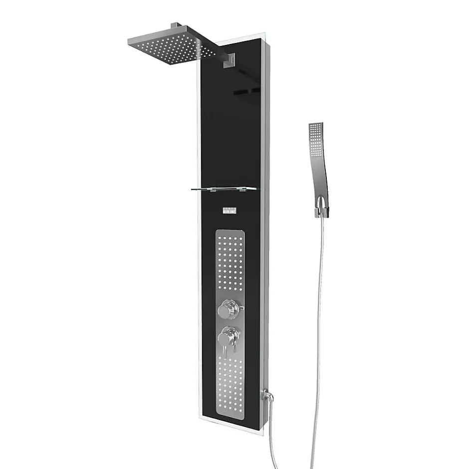 Galedo Colonne de douche hydromassante mécanique avec pommeau + douchette + flexible, noir, Crystal* Colonne De Douche Hydromassante