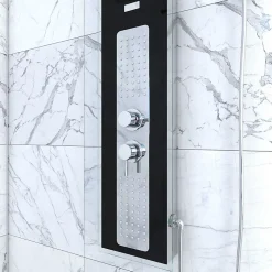Galedo Colonne de douche hydromassante mécanique avec pommeau + douchette + flexible, noir, Crystal* Colonne De Douche Hydromassante