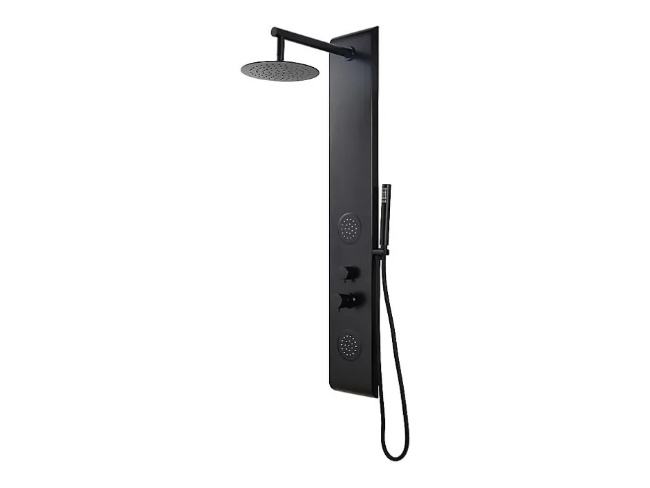 Vente-unique Colonne de douche hydromassante noire - 130 x 20 cm - JUBIDA