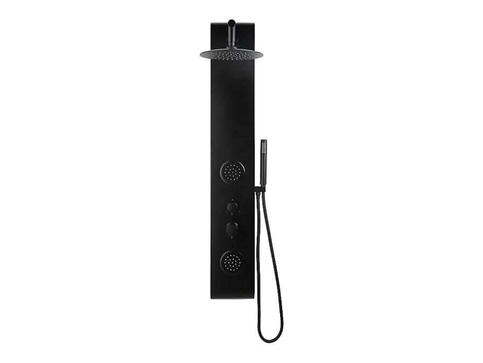 Vente-unique Colonne de douche hydromassante noire - 130 x 20 cm - JUBIDA