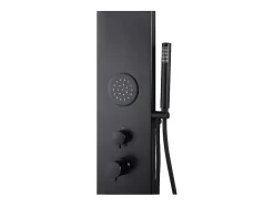 Vente-unique Colonne de douche hydromassante noire - 130 x 20 cm - JUBIDA