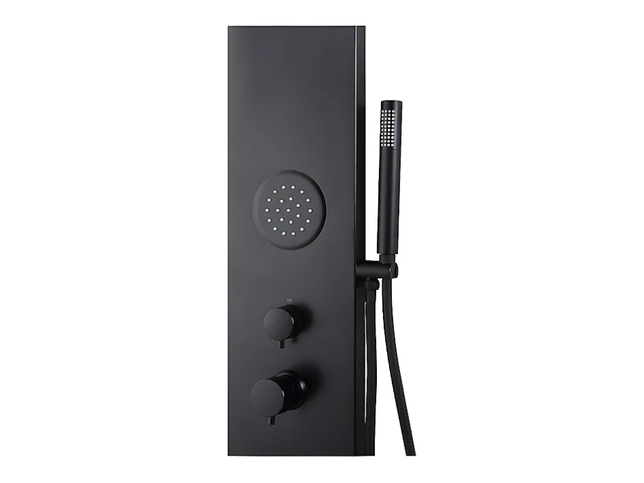 Vente-unique Colonne de douche hydromassante noire - 130 x 20 cm - JUBIDA