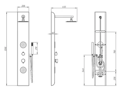 Vente-unique Colonne de douche hydromassante noire - 130 x 20 cm - JUBIDA