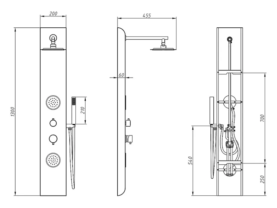 Vente-unique Colonne de douche hydromassante noire - 130 x 20 cm - JUBIDA