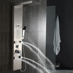 Auralum Max Colonne de Douche Hydromassante Panneau de douche Chromé en Inox Laiton Murale Système de Douche Digitale Multifonctionnel* Colonne De Douche Hydromassante