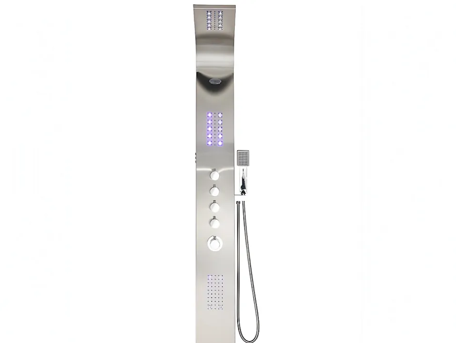 Vente-unique Colonne de douche hydromassante thermostatique à leds - 20 x 165cm - Argent - FELICITA