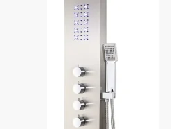 Vente-unique Colonne de douche hydromassante thermostatique à leds - 20 x 165cm - Argent - FELICITA