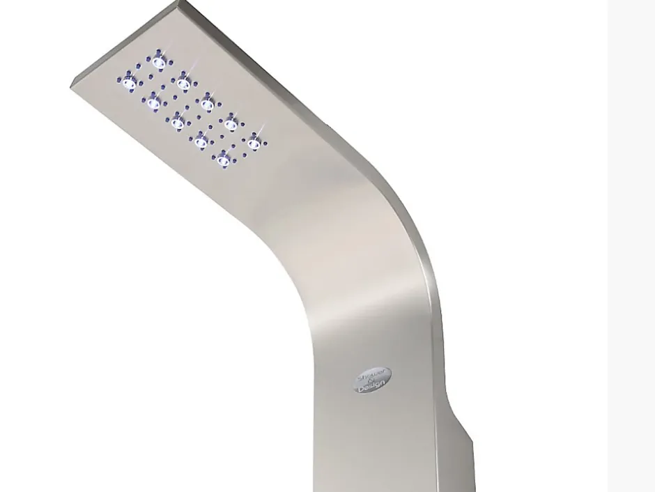 Vente-unique Colonne de douche hydromassante thermostatique à leds - 20 x 165cm - Argent - FELICITA