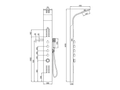 Vente-unique Colonne de douche hydromassante thermostatique à leds - 20 x 165cm - Argent - FELICITA