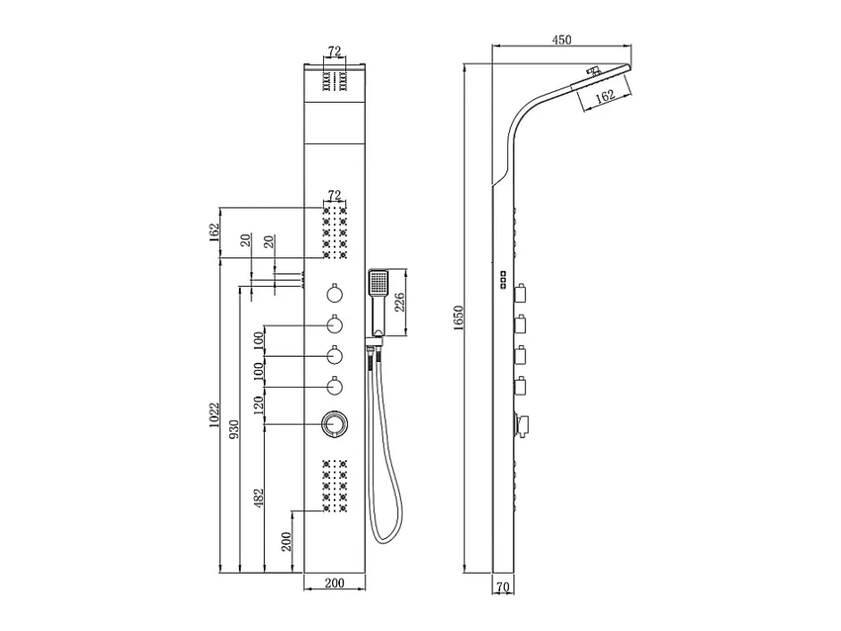Vente-unique Colonne de douche hydromassante thermostatique à leds - 20 x 165cm - Argent - FELICITA